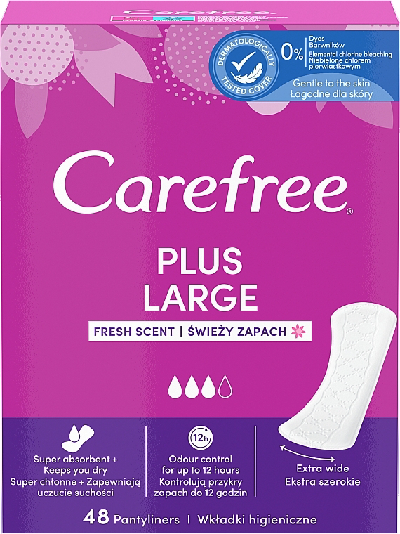 carefree plus large 48 pantyliners