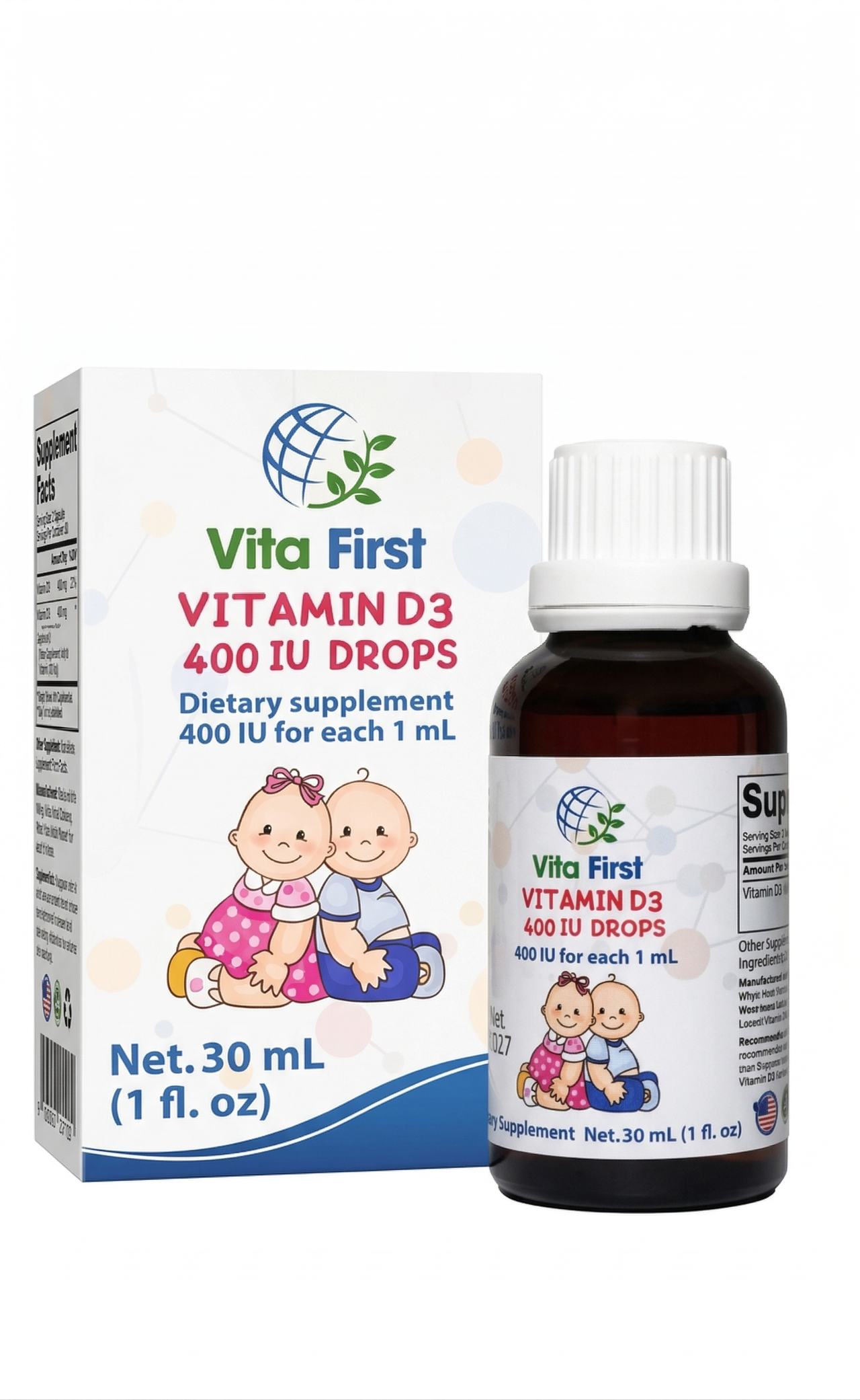 VITA FIRST VITAMIN D3 400IU DROPS 30ML