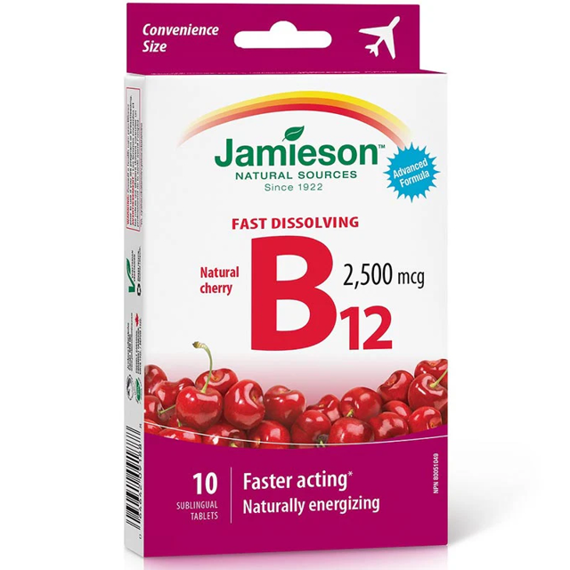 JAMIESON B12 2500MCG NATURAL CHERRY 10TAB SUBLINGUAL