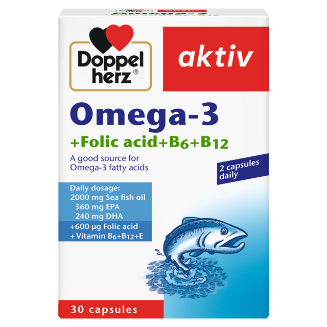 DOPPEL HERZ OMEGA3 FOLIC ACID B6 B12 60CAPS