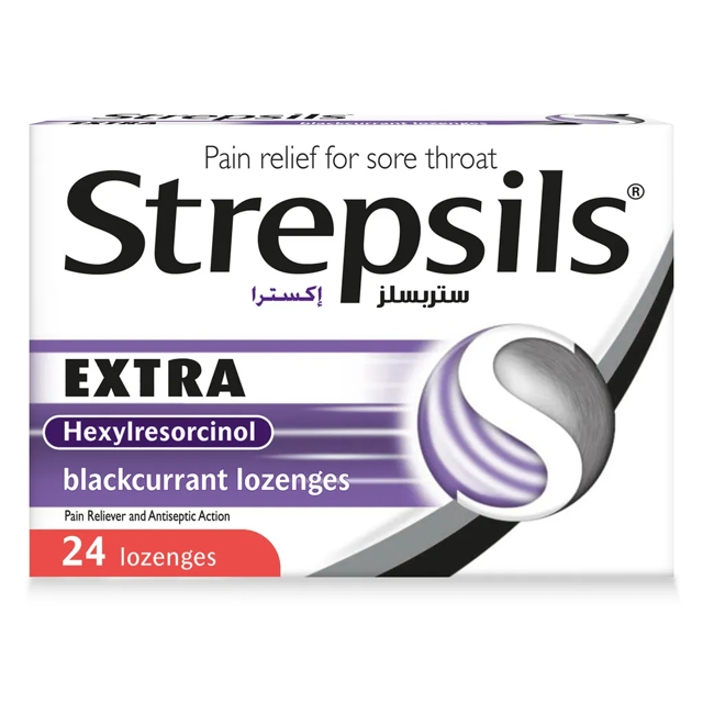 STREPSILS EXTRA BLACKCURRANT LOZENGES 24
