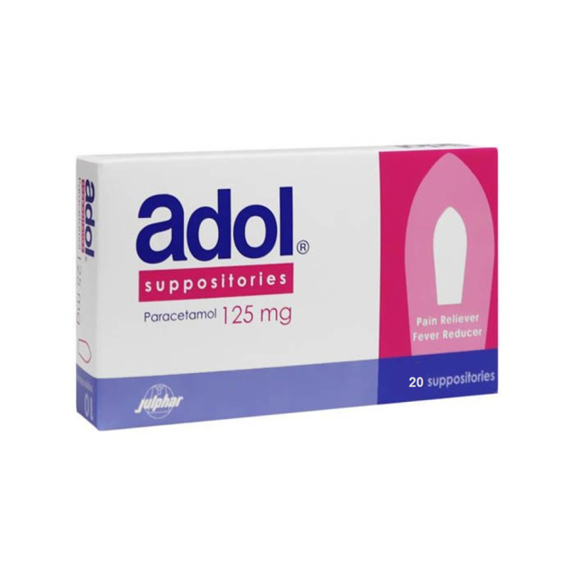 ADOL (PARACETAMOL) 125MG 100 SUPP 20STRIPS